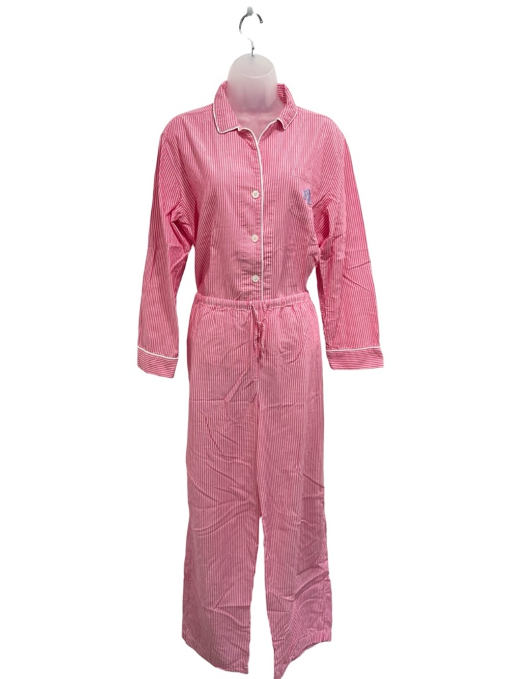 Lauren Ralph Lauren Pink Stripe Long Sleeve Notch Collar Pajama Set women’s L